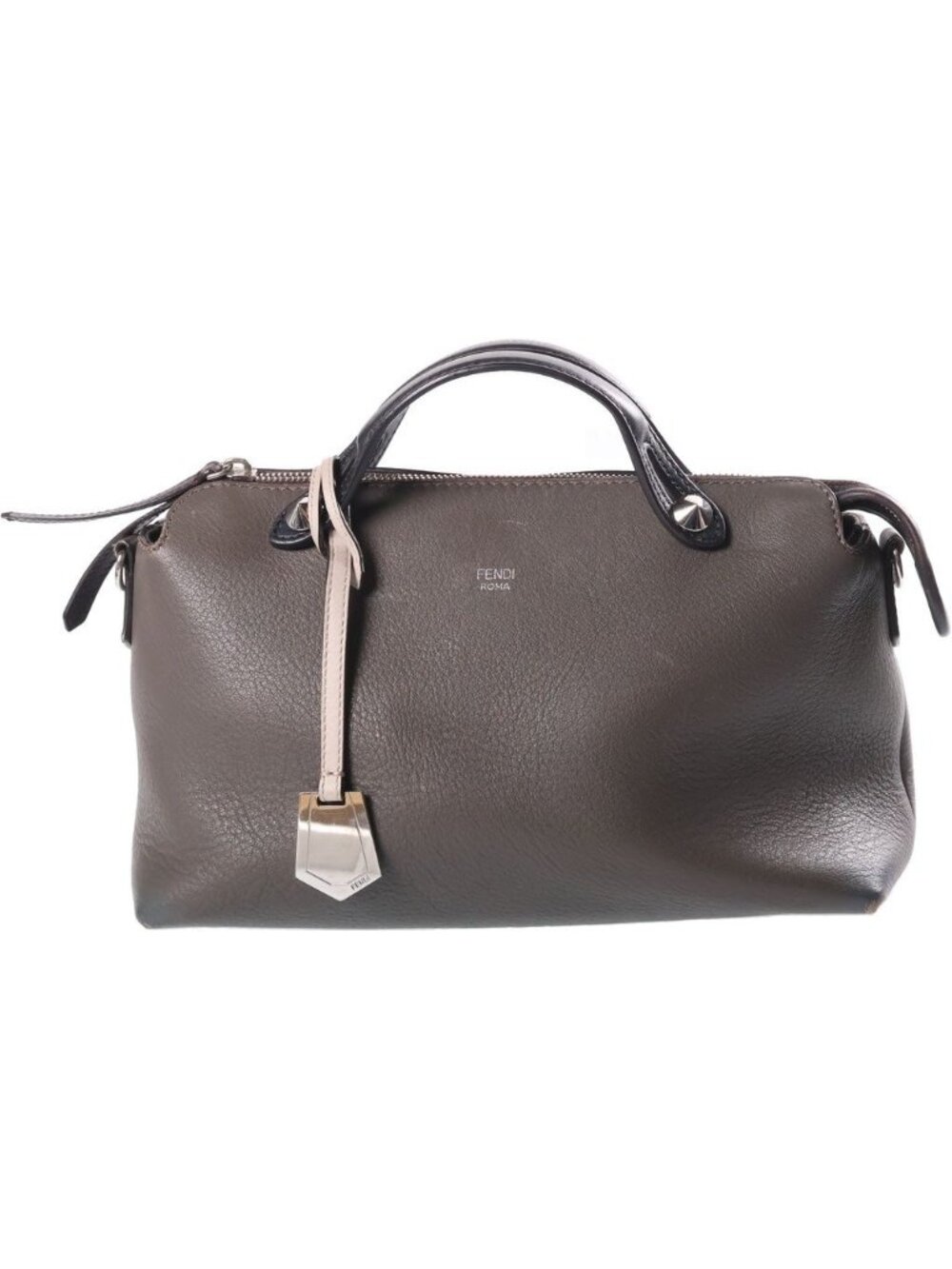Fendi by the Way Bicolor 2-Way Shoulder Bag Brown Black Leather Silver